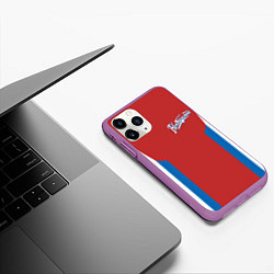 Чехол iPhone 11 Pro матовый Непобедимый - в цветах российского флага, цвет: 3D-фиолетовый — фото 2