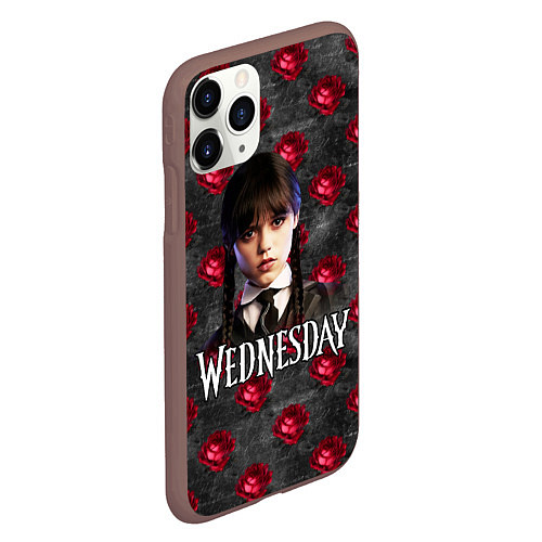 Чехол iPhone 11 Pro матовый Уэнсдэй розы / 3D-Коричневый – фото 2