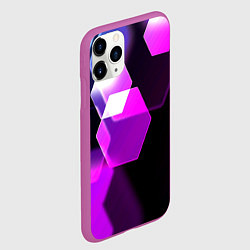 Чехол iPhone 11 Pro матовый Неоновая нейросеть соты, цвет: 3D-фиолетовый — фото 2