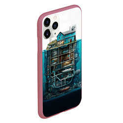Чехол iPhone 11 Pro матовый Подводный дом, цвет: 3D-малиновый — фото 2