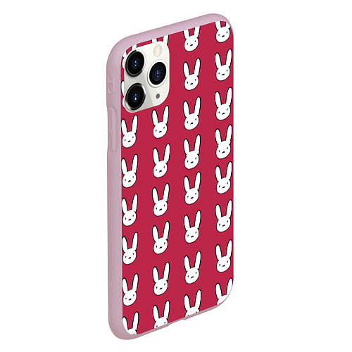 Чехол iPhone 11 Pro матовый Bunny Pattern red / 3D-Розовый – фото 2