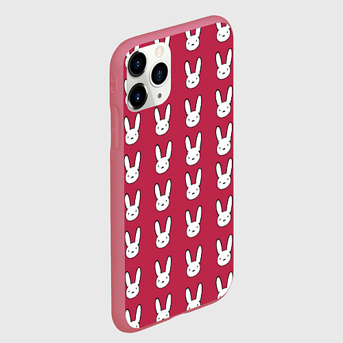 Чехол iPhone 11 Pro матовый Bunny Pattern red / 3D-Малиновый – фото 2