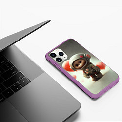 Чехол iPhone 11 Pro матовый Комонавт с красными шариками, цвет: 3D-фиолетовый — фото 2