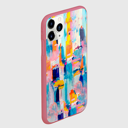 Чехол iPhone 11 Pro матовый Живописные мазки краски / 3D-Малиновый – фото 2