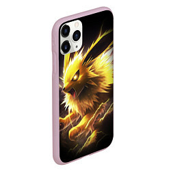 Чехол iPhone 11 Pro матовый Покемон Джолтеон и молния, цвет: 3D-розовый — фото 2