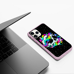 Чехол iPhone 11 Pro матовый Радужный череп, цвет: 3D-розовый — фото 2