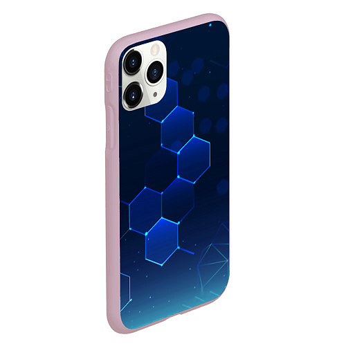 Чехол iPhone 11 Pro матовый Абстрактная сетка / 3D-Розовый – фото 2