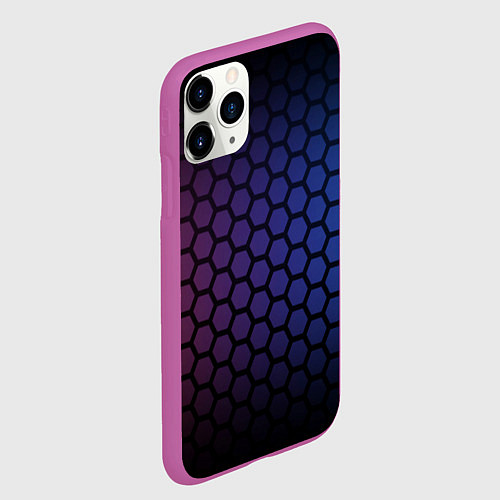 Чехол iPhone 11 Pro матовый Abstract hexagon fon / 3D-Фиолетовый – фото 2