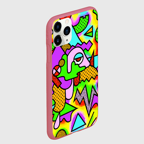 Чехол iPhone 11 Pro матовый Psychedelic acid / 3D-Малиновый – фото 2