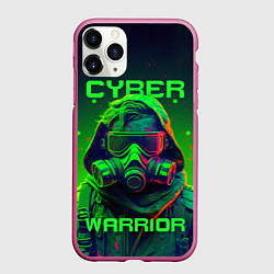 Чехол iPhone 11 Pro матовый Кибер воин в стиле киберпанк, цвет: 3D-малиновый