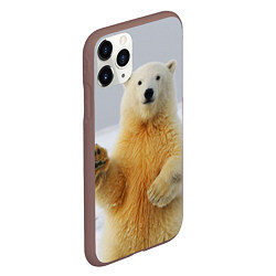 Чехол iPhone 11 Pro матовый Белый медведь приветствует, цвет: 3D-коричневый — фото 2