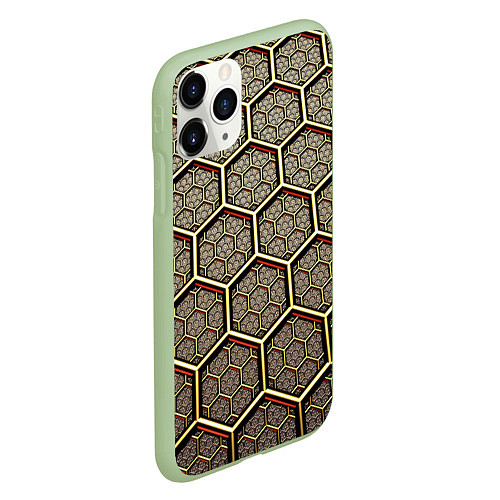 Чехол iPhone 11 Pro матовый Броня из колец / 3D-Салатовый – фото 2