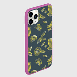 Чехол iPhone 11 Pro матовый Лимоны в карандаше на сером фоне, цвет: 3D-фиолетовый — фото 2
