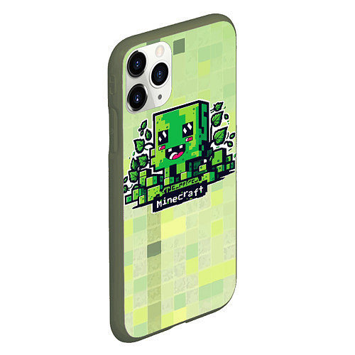 Чехол iPhone 11 Pro матовый Милашка криппер на кубическом фоне / 3D-Темно-зеленый – фото 2