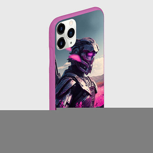 Чехол iPhone 11 Pro матовый Робо-самурай / 3D-Фиолетовый – фото 2
