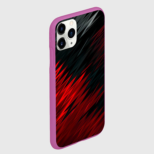 Чехол iPhone 11 Pro матовый Черно-Красная штриховка / 3D-Фиолетовый – фото 2