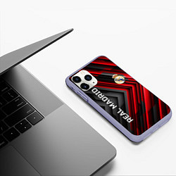 Чехол iPhone 11 Pro матовый Real Madrid art, цвет: 3D-светло-сиреневый — фото 2