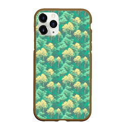 Чехол iPhone 11 Pro матовый Камуфляж деревья двуцветный, цвет: 3D-коричневый