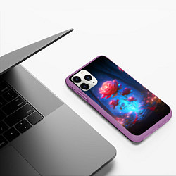 Чехол iPhone 11 Pro матовый Алая роза в ночном лесу, цвет: 3D-фиолетовый — фото 2