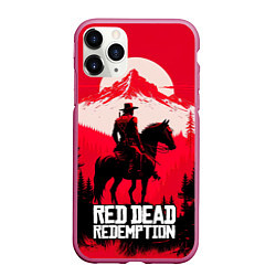 Чехол iPhone 11 Pro матовый Red Dead Redemption, mountain, цвет: 3D-малиновый