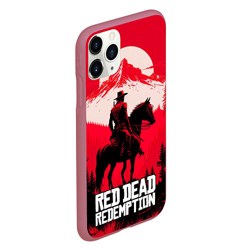 Чехол iPhone 11 Pro матовый Red Dead Redemption, mountain / 3D-Малиновый – фото 2