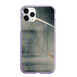 Чехол iPhone 11 Pro матовый Серый туман и красные, оранжевые, белые мазки крас, цвет: 3D-светло-сиреневый