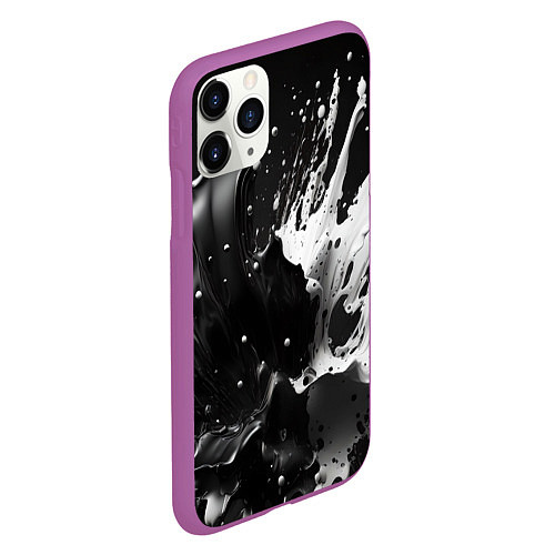 Чехол iPhone 11 Pro матовый Брызги красок - белая и черная / 3D-Фиолетовый – фото 2
