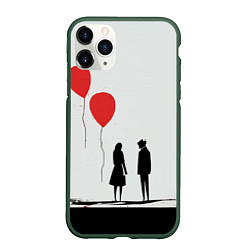 Чехол iPhone 11 Pro матовый Минималистичный День влюблённых, цвет: 3D-темно-зеленый