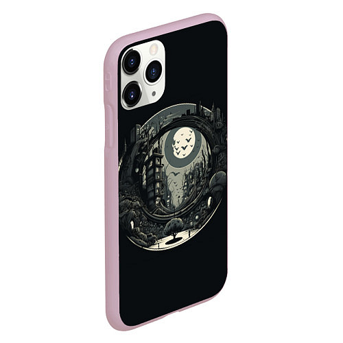 Чехол iPhone 11 Pro матовый Ночная улица / 3D-Розовый – фото 2