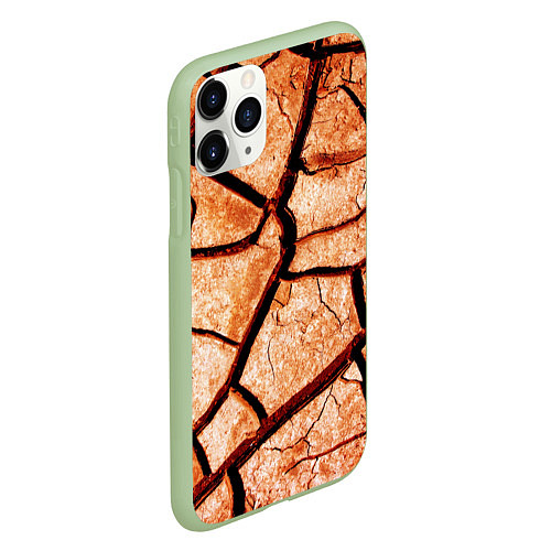 Чехол iPhone 11 Pro матовый Треснувшая земля / 3D-Салатовый – фото 2