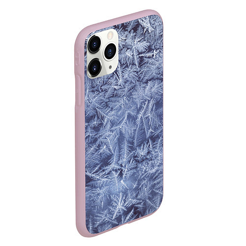 Чехол iPhone 11 Pro матовый Текстура снежинок / 3D-Розовый – фото 2