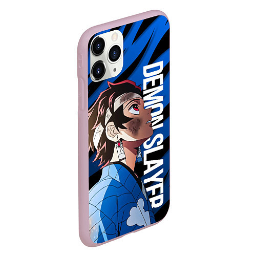 Чехол iPhone 11 Pro матовый Demon slayer - Танджиров с повязкой / 3D-Розовый – фото 2