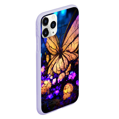 Чехол iPhone 11 Pro матовый Цветок бабочка midjouney / 3D-Светло-сиреневый – фото 2