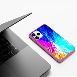 Чехол iPhone 11 Pro матовый Всплеск ярких красок, цвет: 3D-малиновый — фото 2