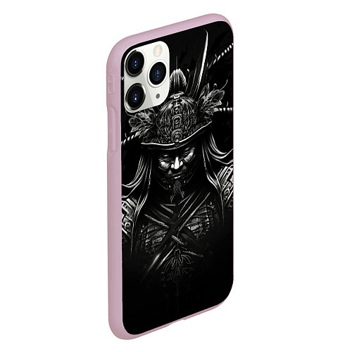 Чехол iPhone 11 Pro матовый Самурай созданный нейросетью / 3D-Розовый – фото 2
