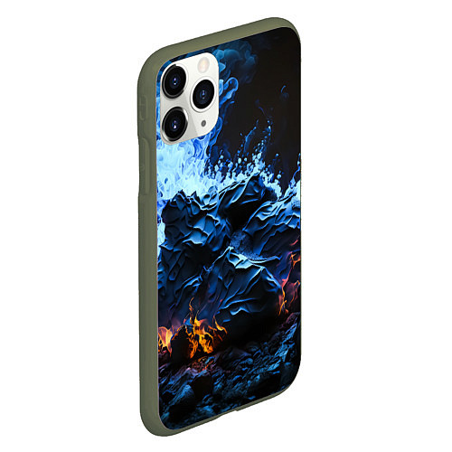 Чехол iPhone 11 Pro матовый Огонь и неоновый дым / 3D-Темно-зеленый – фото 2