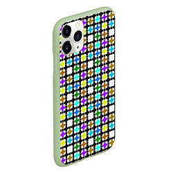 Чехол iPhone 11 Pro матовый Геометрический узор в клетку разноцветный, цвет: 3D-салатовый — фото 2