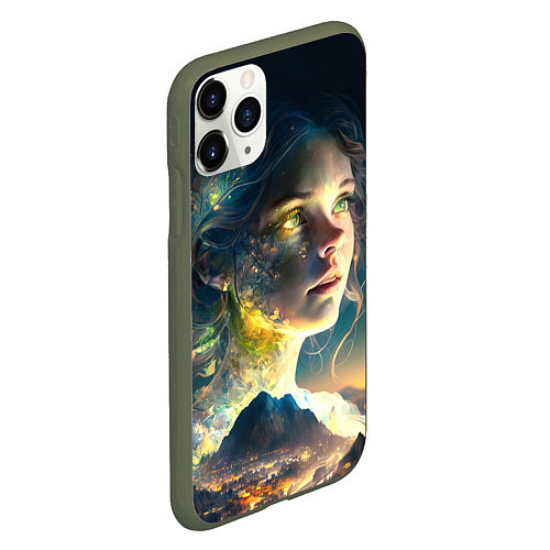 Чехол iPhone 11 Pro матовый Девушка-ночь / 3D-Темно-зеленый – фото 2