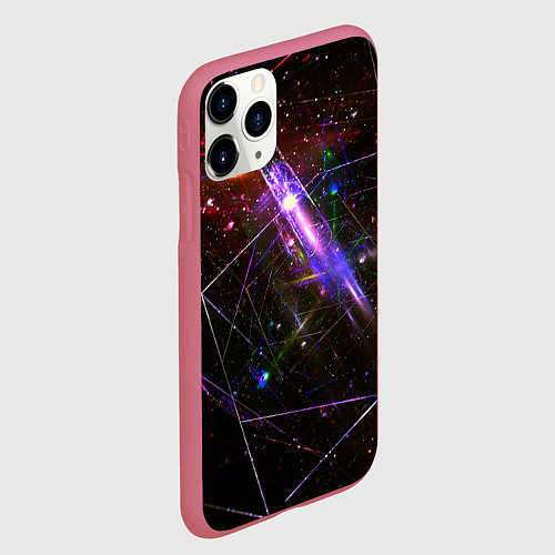 Чехол iPhone 11 Pro матовый Неоновая проекция / 3D-Малиновый – фото 2