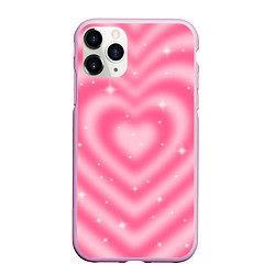 Чехол iPhone 11 Pro матовый Pink y2k hearts, цвет: 3D-розовый