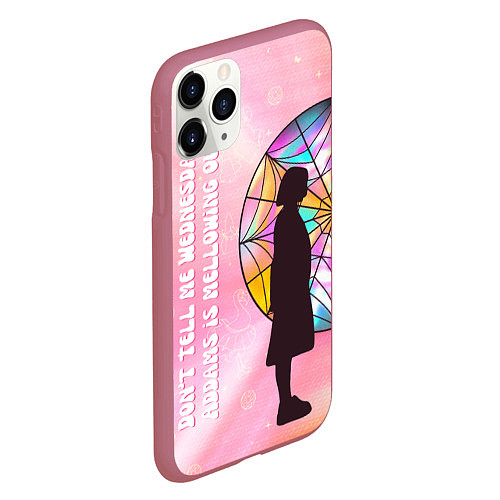 Чехол iPhone 11 Pro матовый Энид Синклер - сериал Уэнсдей - яркая сторона окна / 3D-Малиновый – фото 2