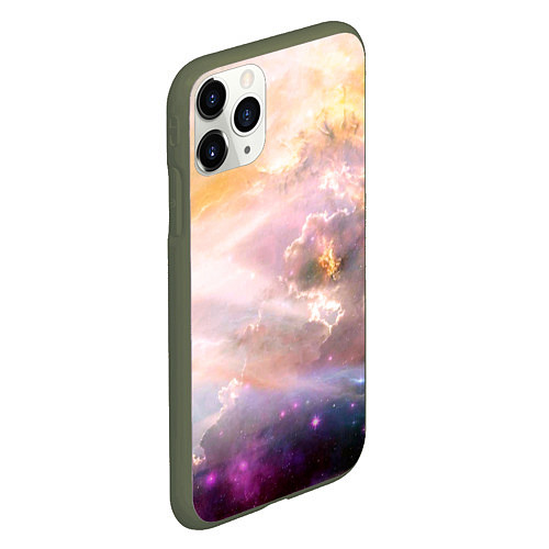 Чехол iPhone 11 Pro матовый Аморфное абстрактное космическое красочное небо / 3D-Темно-зеленый – фото 2