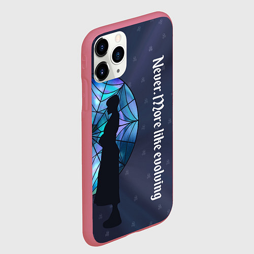 Чехол iPhone 11 Pro матовый Уэнсдей Аддамс - темная сторона окна / 3D-Малиновый – фото 2