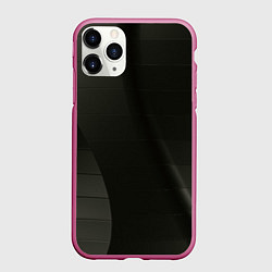 Чехол iPhone 11 Pro матовый Чёрные геометрические металлические листы, цвет: 3D-малиновый