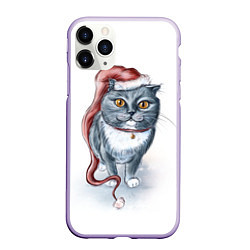 Чехол iPhone 11 Pro матовый Кот гномыч, цвет: 3D-светло-сиреневый