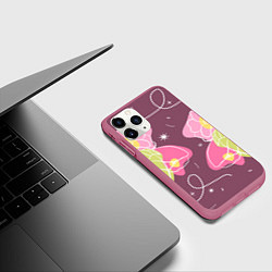 Чехол iPhone 11 Pro матовый Звезды в цветах лайн, цвет: 3D-малиновый — фото 2