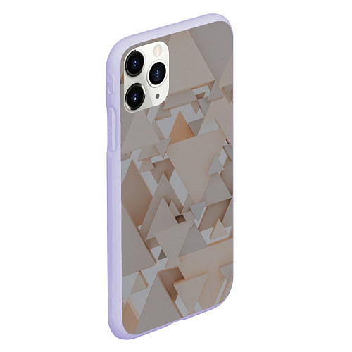 Чехол iPhone 11 Pro матовый Геометрическое множество серых и бежевых треугольн / 3D-Светло-сиреневый – фото 2