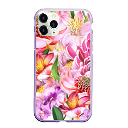 Чехол iPhone 11 Pro матовый Цветочный рай, цвет: 3D-светло-сиреневый