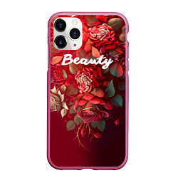 Чехол iPhone 11 Pro матовый Beauty Красота розы, цвет: 3D-малиновый