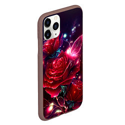 Чехол iPhone 11 Pro матовый Розы с огоньками, цвет: 3D-коричневый — фото 2